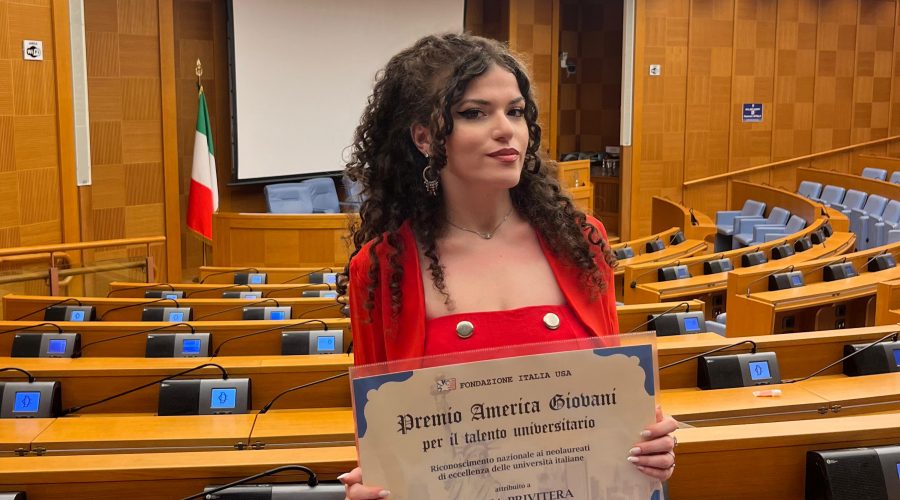 La giarrese Alessia Privitera premiata alla Camera dei Deputati con il “Premio America Giovani” per il talento universitario