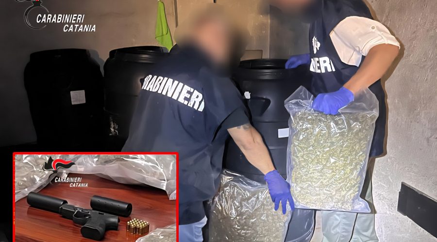All’interno di un garage 30 kg di droga e una pistola con silenziatore: arrestato 62enne