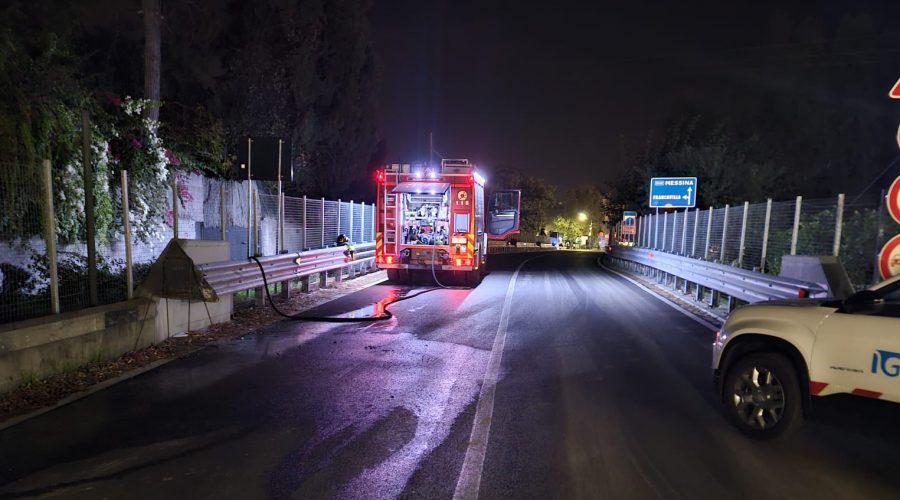 Fuga di gas lungo la SS114 tra Calatabiano e Giardini Naxos