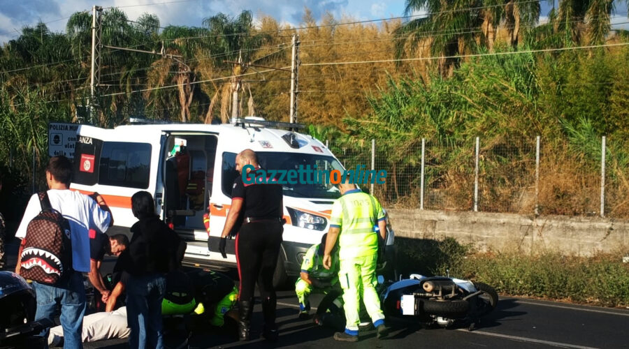 Mascali, scontro tra un’auto e uno scooter sulla SS114: feriti due giovani