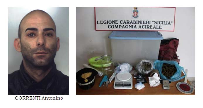Aci Catena: in garage 1 kg di marijuana e 50 grammi di cocaina. Arrestato