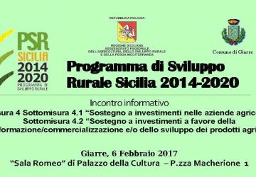 Giarre, conferenza informativa sul Piano di Sviluppo Rurale Sicilia 2014/2020